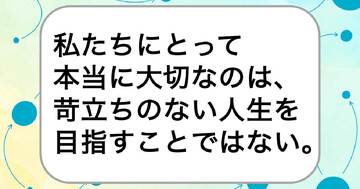 私たちにとって本当に大切なのは、苛立ちのない人生を目指すことではない。
